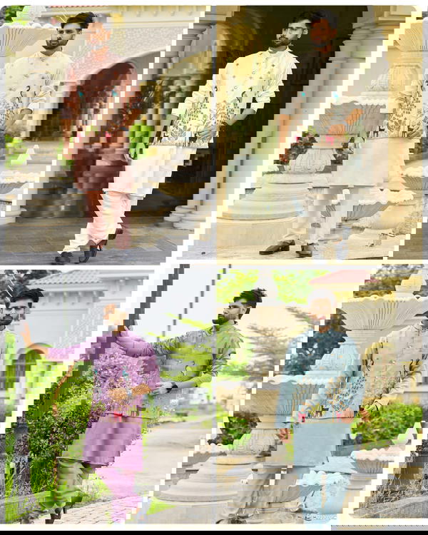 Men’s Kurta Koti Pyjama Set with Heavy Embroidery