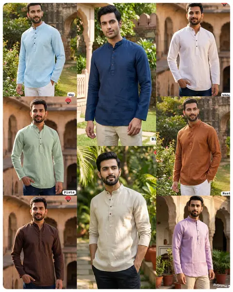 Men’s Khadi Linen Short Kurta for Festive & Casual Wear 6