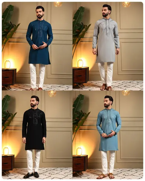 Men’s Armaani Lachko Embroidered Kurta Pyjama Set – Premium Ethnic Wear 2