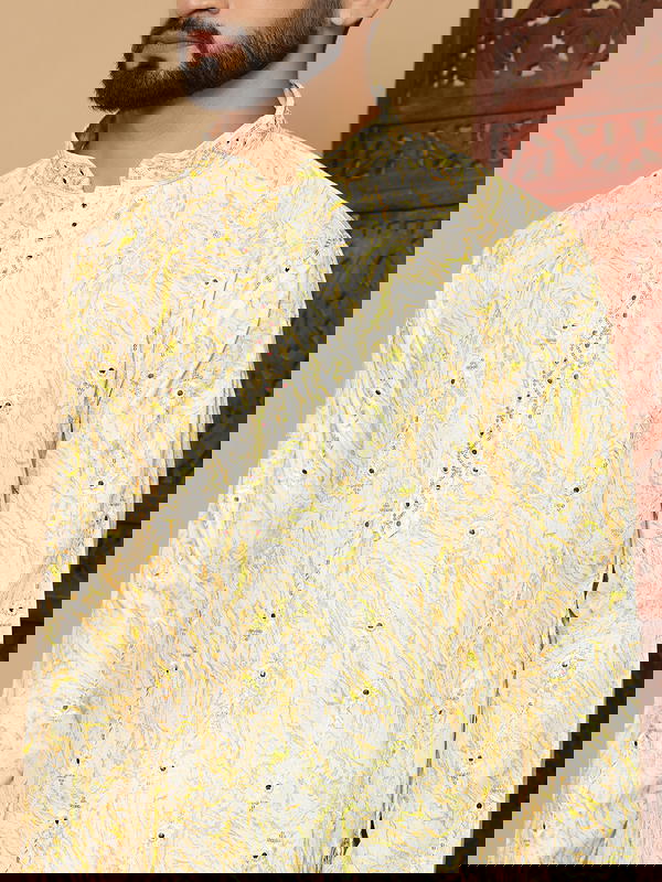 Men’s Festive Linen Cotton Kurta pajama with Embroidery Work