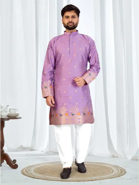 Festive Wear Silk Kurta Pyjama with Trending Daman Design 2