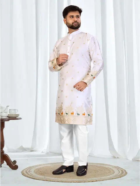Premium Silk Jacquard Kurta Pyjama Set for Men 2