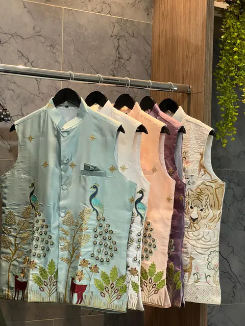 Men’s Kurta Koti Pyjama Set with Heavy Embroidery 2