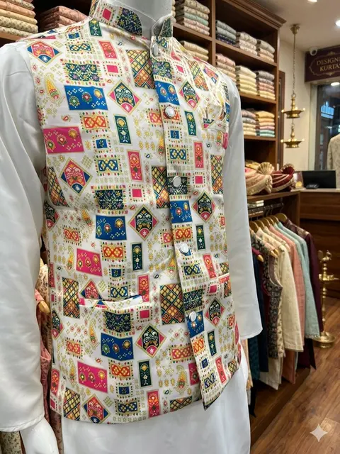 Men’s Party Wear Kurta Koti Pyjama Set 2