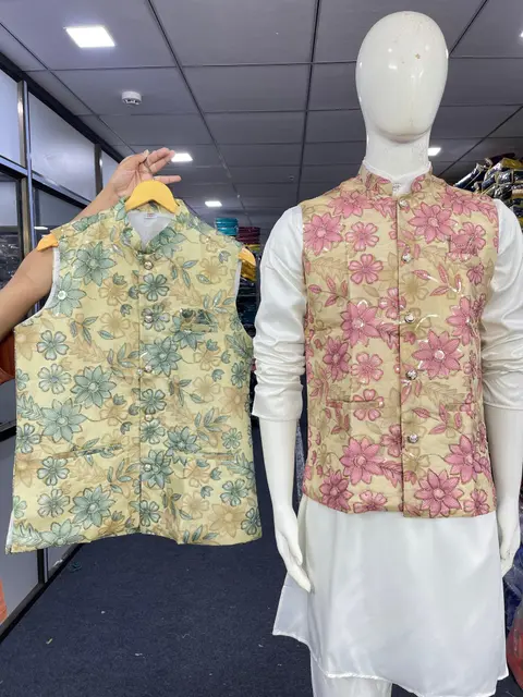 Men’s Designer Kurta Pant Koti Set | Traditional Festive Wear 4