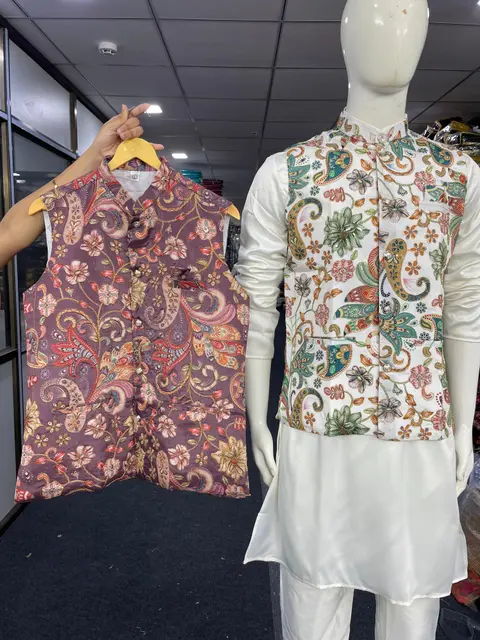 Elegant Malai Satin Kurta Pant with Sequins Koti 2