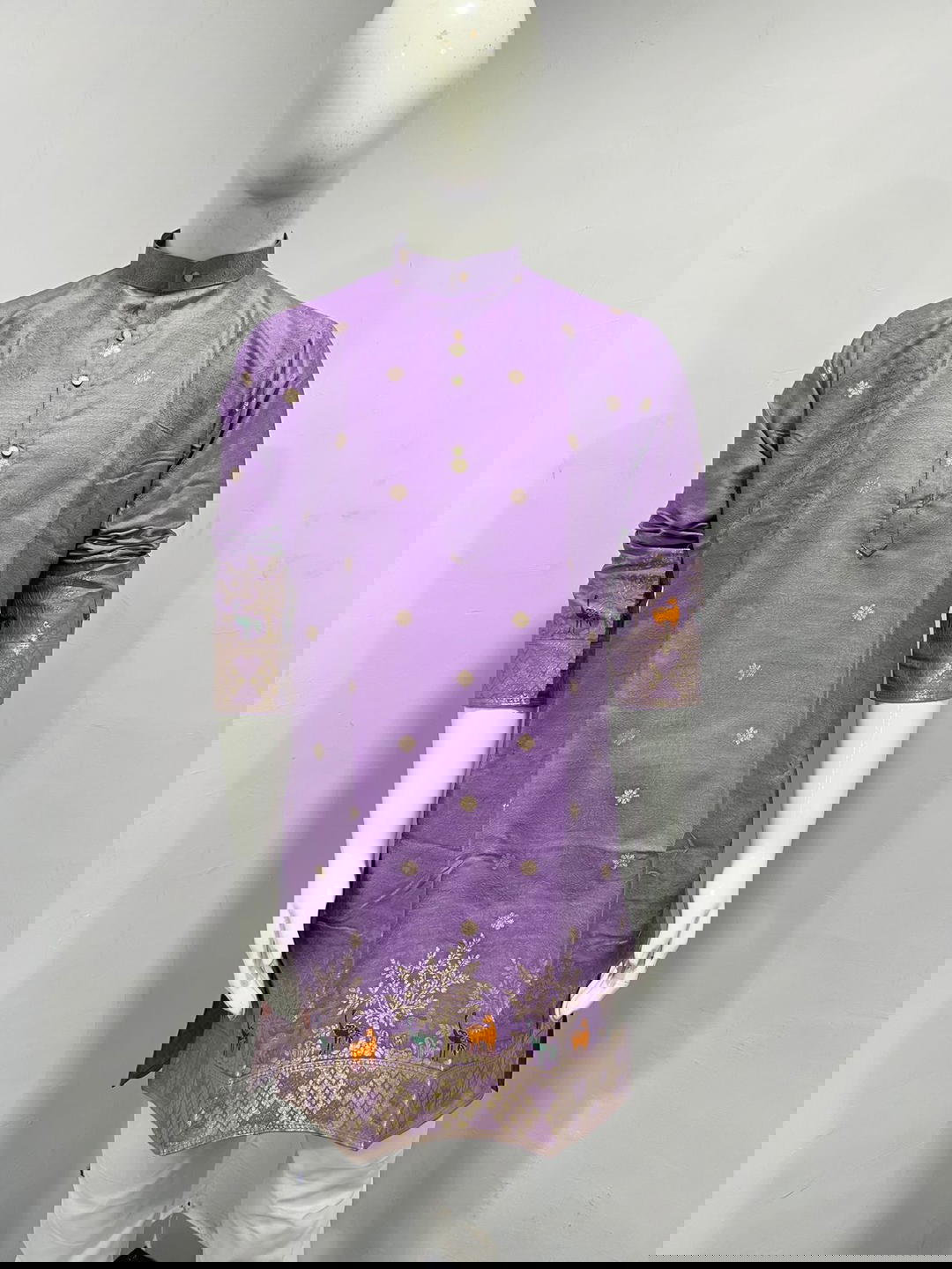 Festive Wear Silk Kurta Pyjama with Trending Daman Design 1