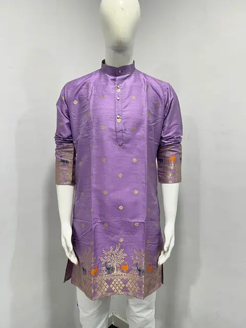 Festive Wear Silk Kurta Pyjama with Trending Daman Design 1