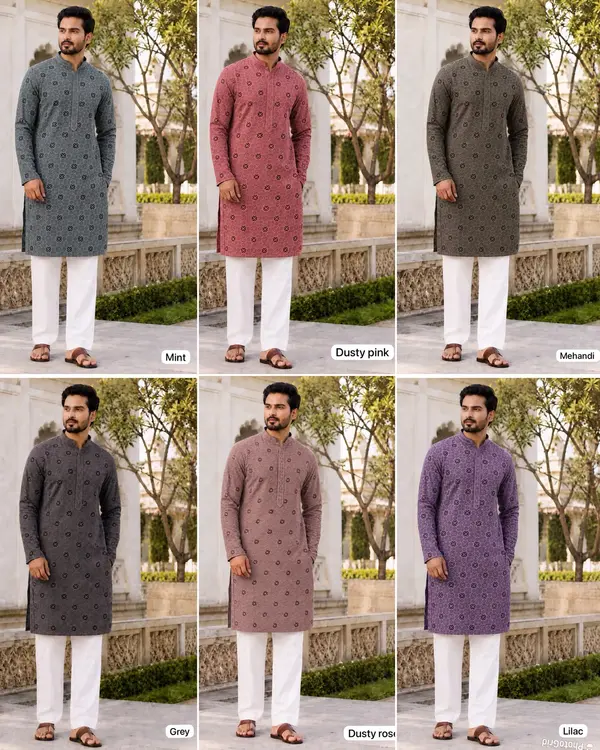 Lacknowi chikankari Long kurta Men's