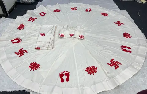 Swastik & Kamal Motif beautiful combination White Chaniya choli 4