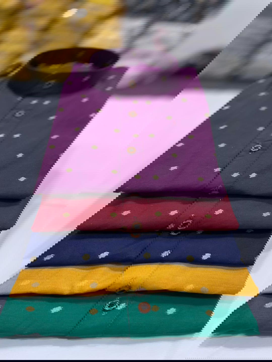 Men’s Half Sleeve Short Kurta in Cotton Silk Butta 1