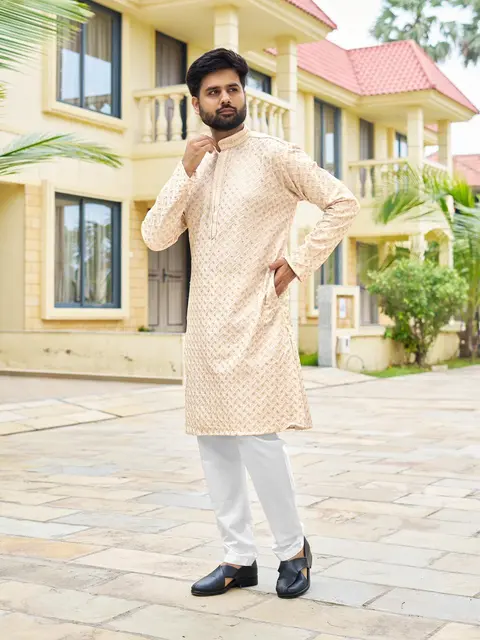 Latest Men’s Embroidered Rayon Kurta Pyjama Collection 1