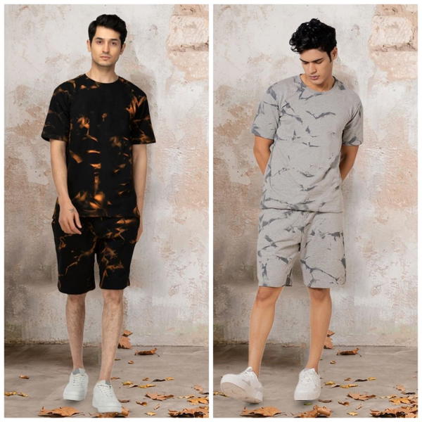 Men's Pure Cotton Tie Dye Night Suit – T-Shirt & Shorts Set