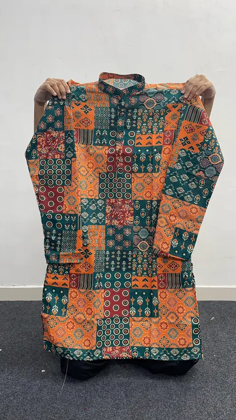 Festive Special Printed Cotton Kurta With Pyjama 4