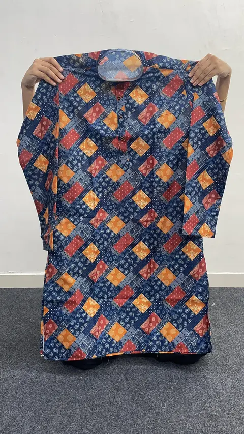 Men’s Traditional Cotton Printed Kurta Pyjama Set 2