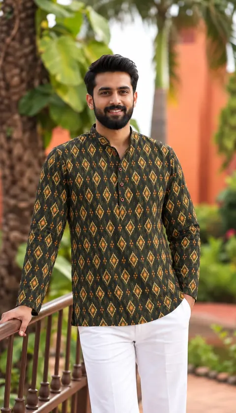 Printed Short Kurta for Men 1