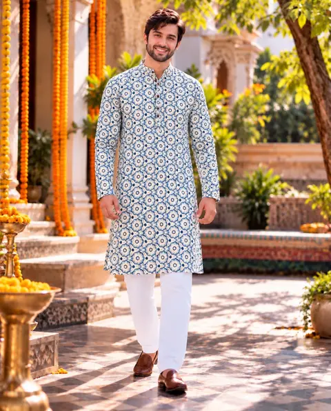 printed kurta pyjama set 1