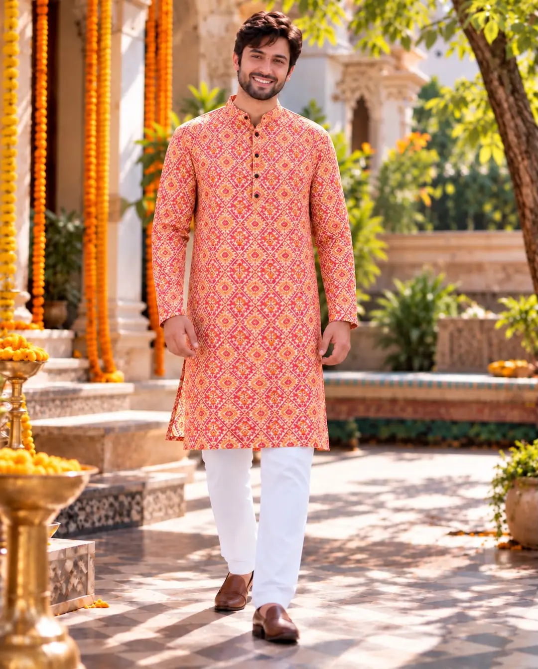 Printed Kurta Pyjama Set for Adult Men 1