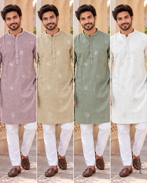 men’s linen kurta pyjama set 3