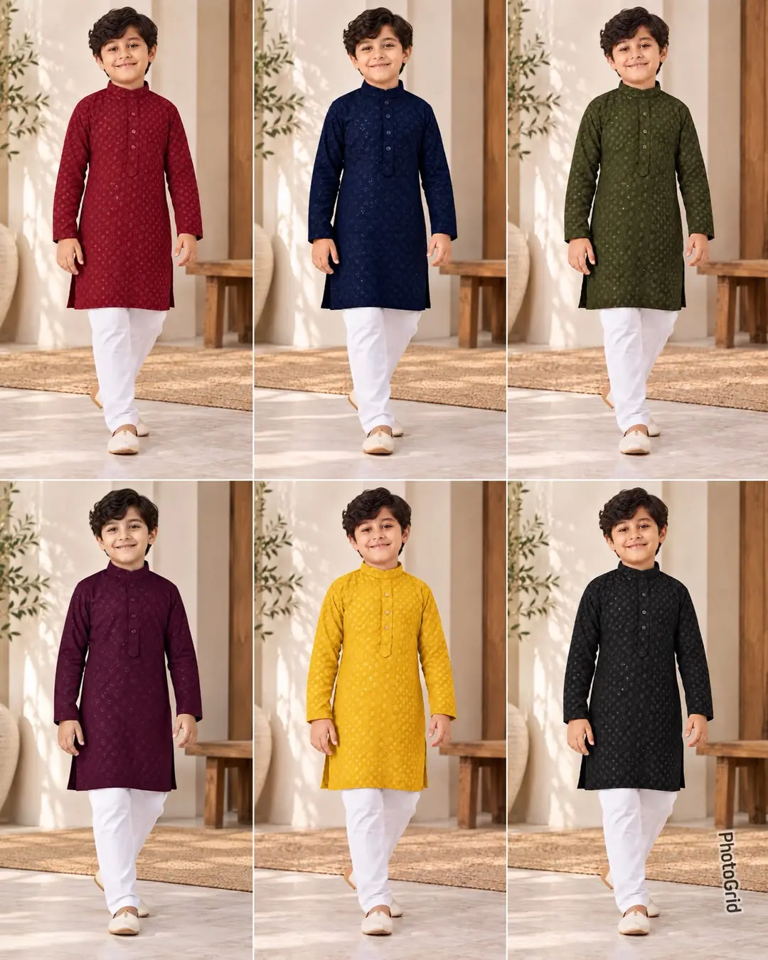 kids Chikankari ethnic wear, boys kurta pant set 1