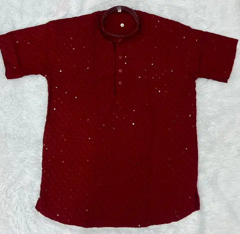 Chikan Work Short kurta for men 3