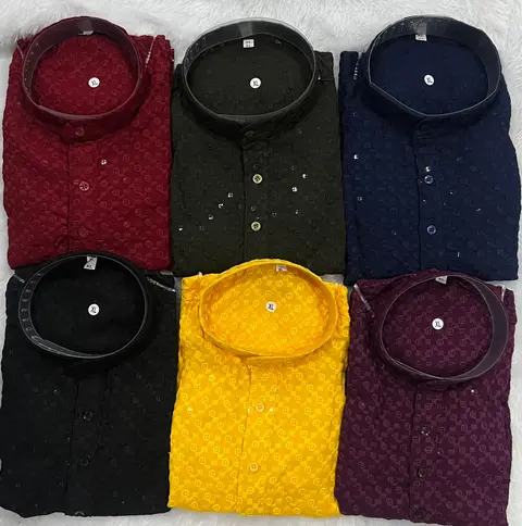 Chikan Work Short kurta for men 1