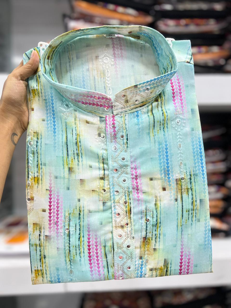 Designer Festive Kurta with Embroidery & Sequins 1