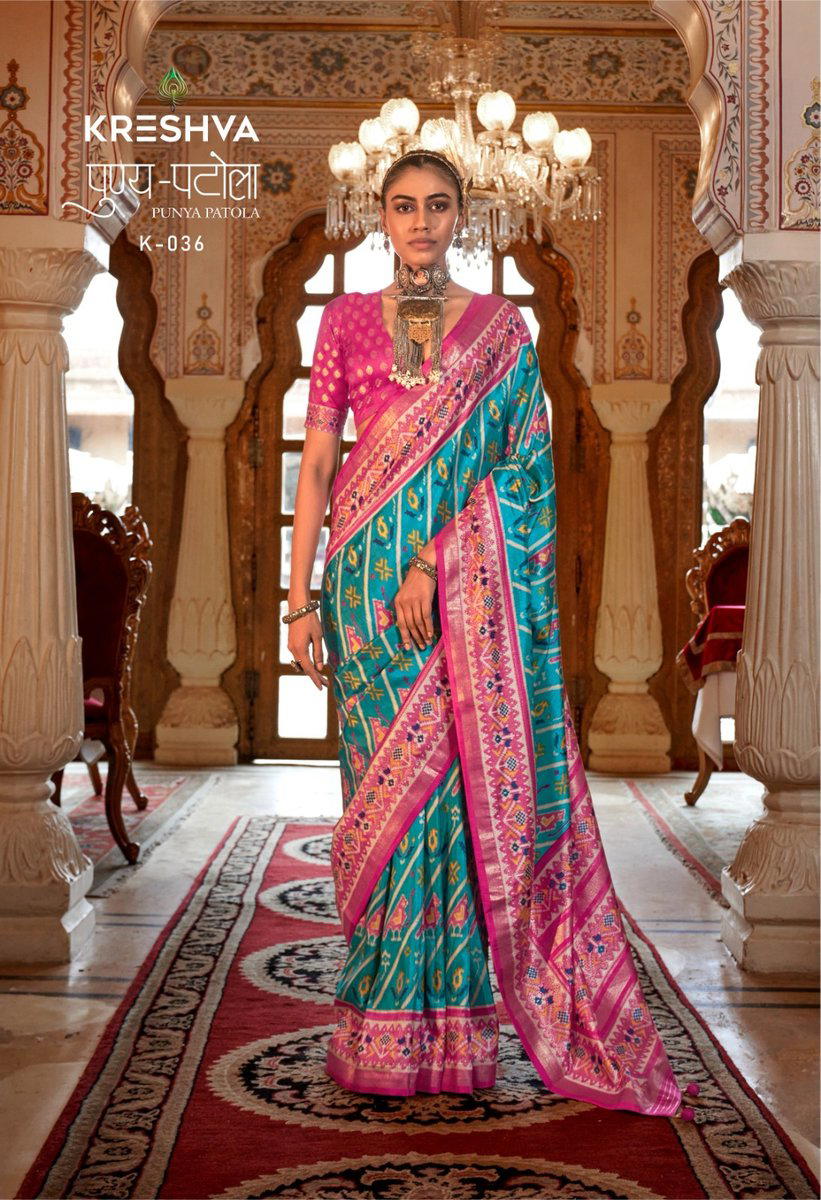 KRESHVA PUNYA PATOLA 030 TO 037 DESIGNER SILK SAREE WHOLESALER IN INDIA 1