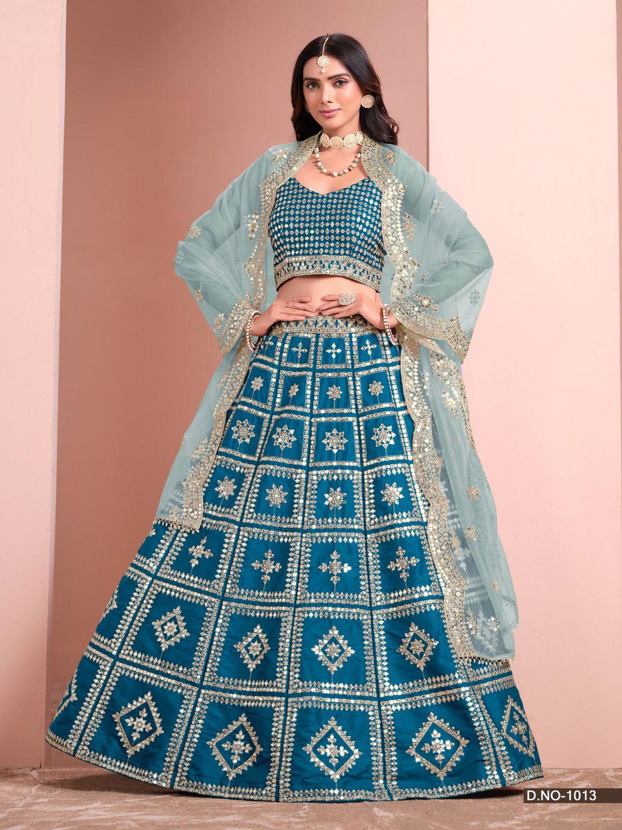 MEHVISH ALIZEH 1011 TO 1014 DESIGNER SILK LEHENGA CHOLI WHOLESALER IN INDIA 1