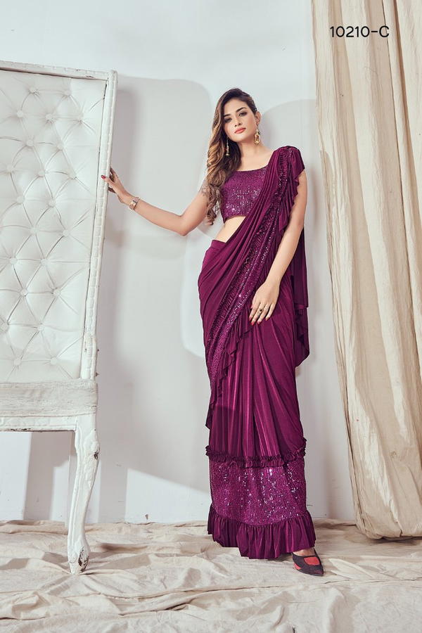 D.NO. 10210A TO 10210F BY AMOHA PARTY WEAR SAREE WHOLESALER IN INDIA