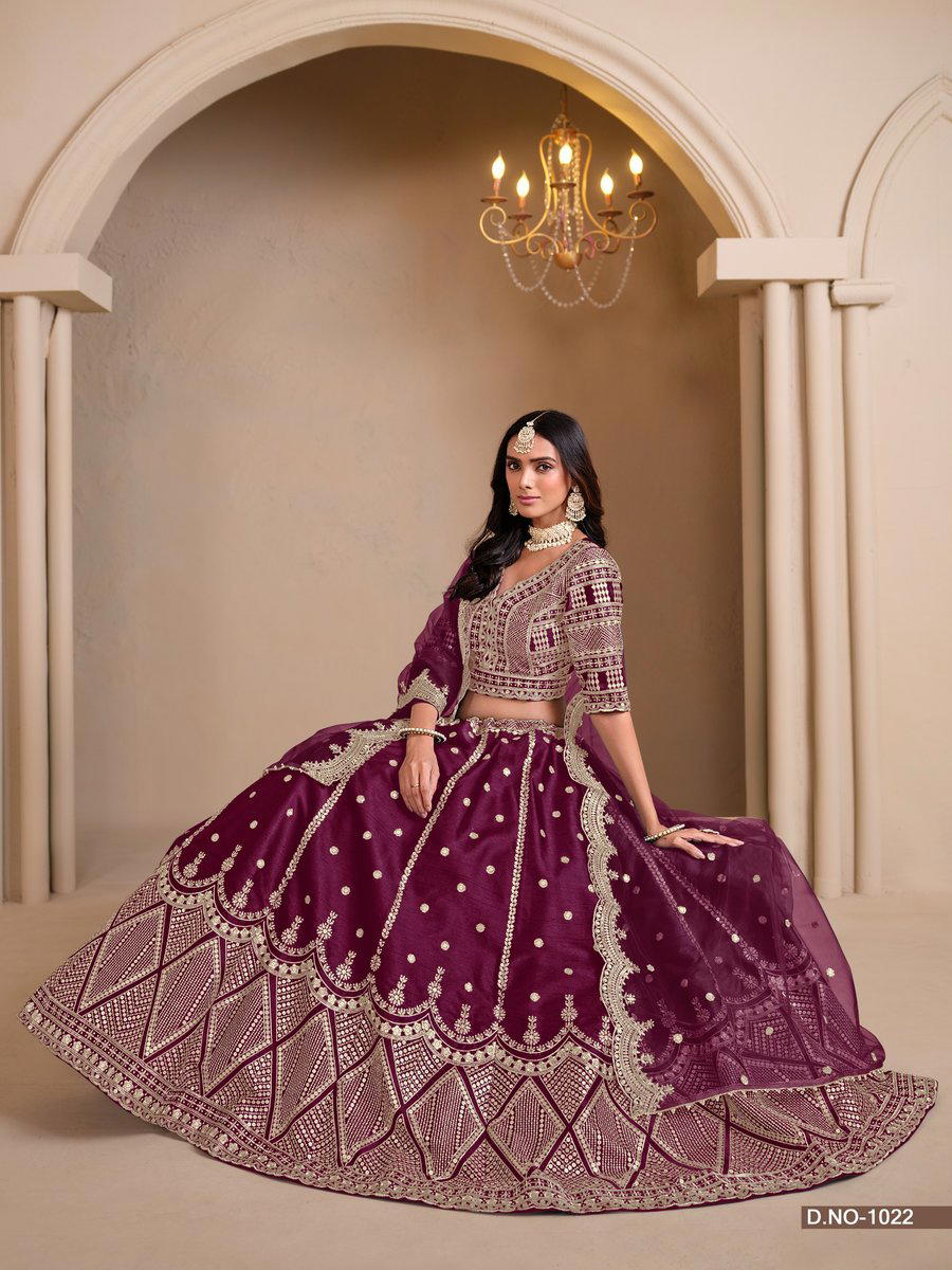 MEHVISH NUREH 1021 TO 1024 DESIGNER SILK LEHENGA CHOLI WHOLESALER IN INDIA 1