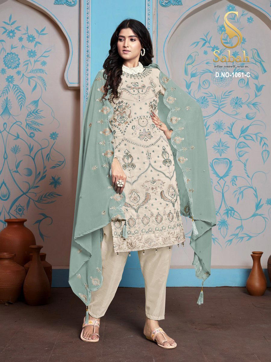 SABAH ZAIRA 1061A TO 1061D DESIGNER GEORGETTE SALWAR SUIT WHOLESALER IN INDIA 1