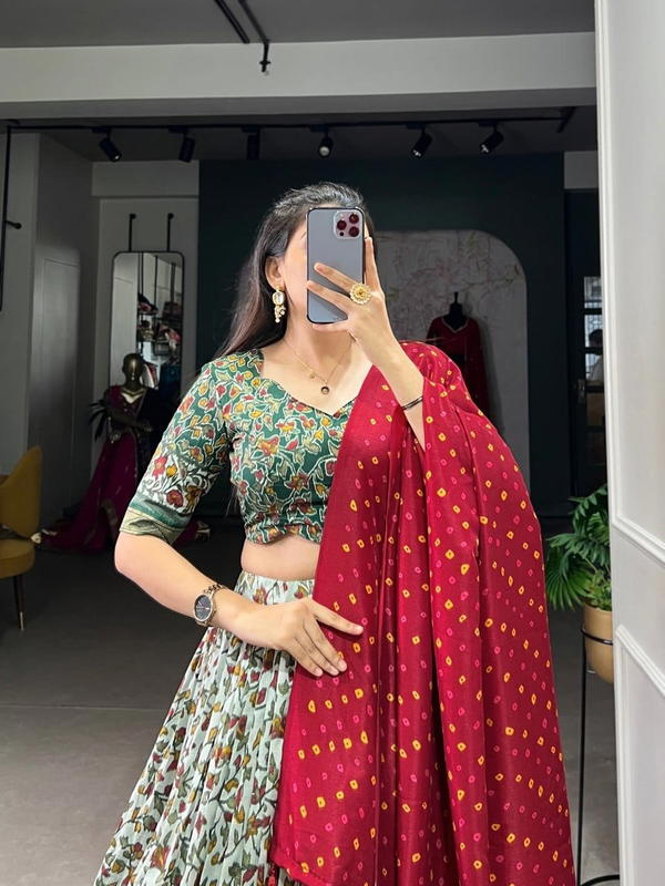 LNB 1217 GREEN DESIGNER SILK LEHENGA CHOLI WHOLESALER IN INDIA