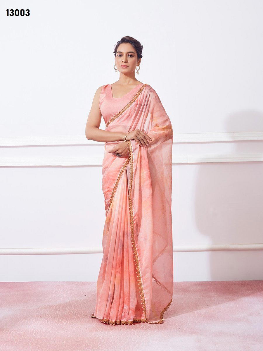 BARBIE D.NO. 13003 BY LAXMINAM ORGANZA SAREE MANUFACTURER IN INDIA 1