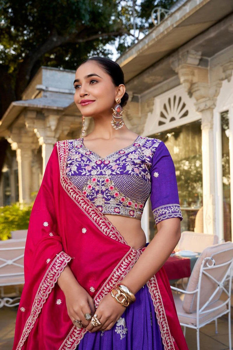 LNB KESHVI 1414 PURPLE DESIGNER SILK LEHENGA CHOLI WHOLESALER IN INDIA 1