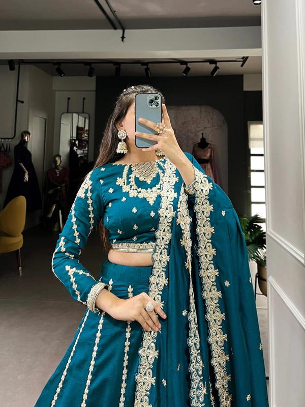 LNB 1418 FIROZI DESIGNER SILK LEHENGA CHOLI WHOLESALER IN INDIA
