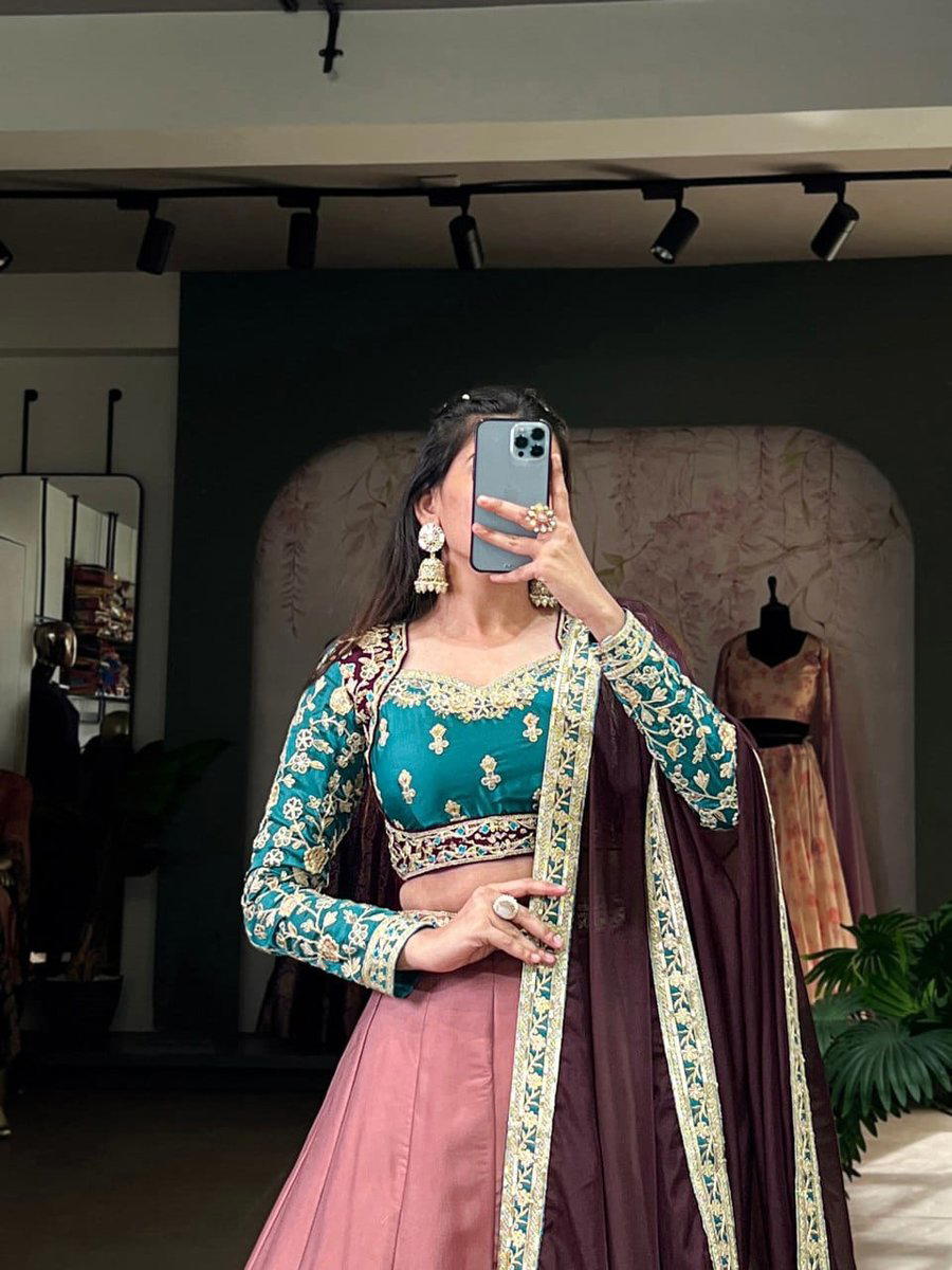 LNB 1425 PEACH DESIGNER SILK LEHENGA CHOLI WHOLESALER IN INDIA 1