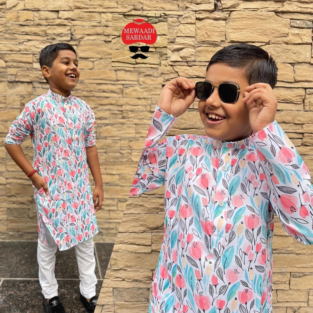 LITTLE MASTERS BY SAGAR IMPEX PRINTED KURTA PYJAMA KIDS WEAR WHOLESALER IN INDIA 1