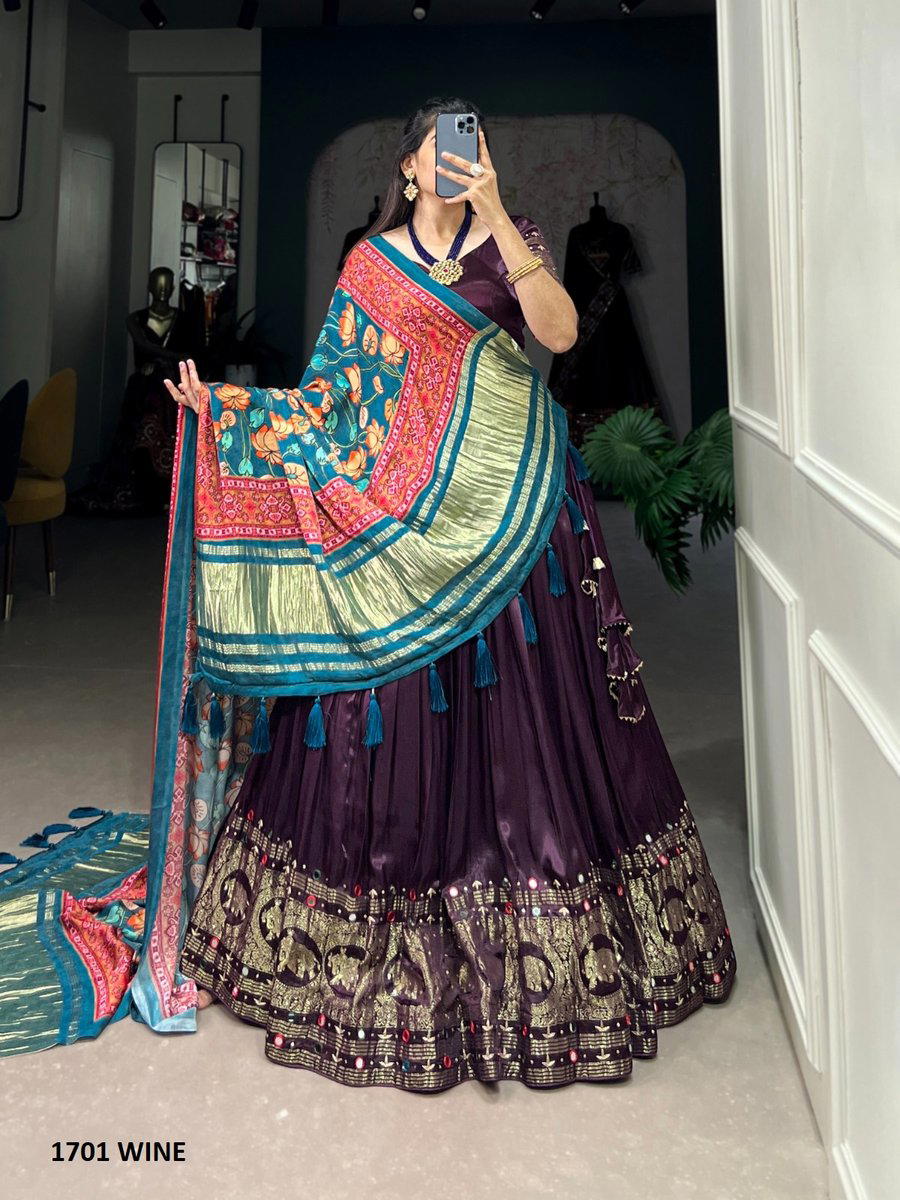 AAWIYA 1701 WINE DESIGNER SILK LEHENGA CHOLI WHOLESALER IN INDIA 1