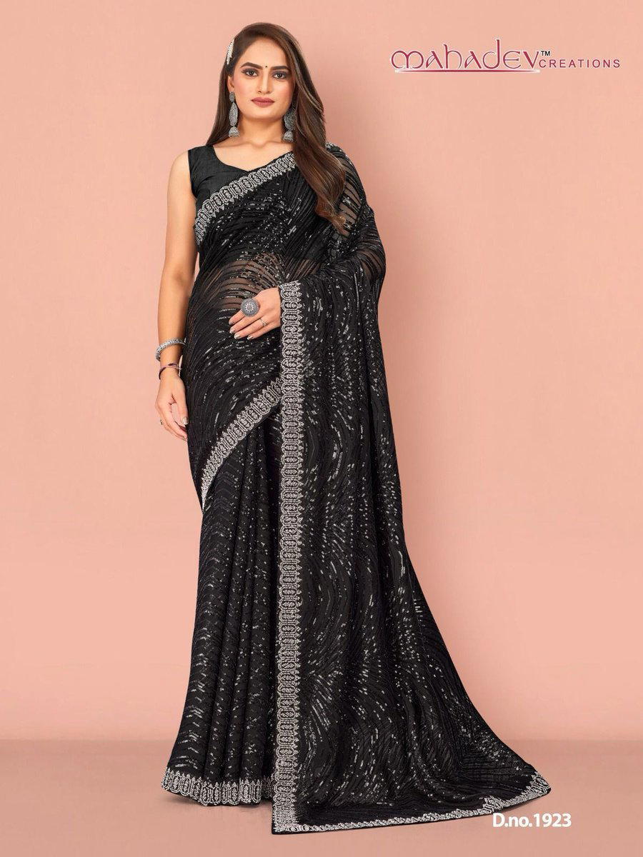 D.NO. 1923 BY MAHADEV CREATION GEORGETTE SAREE WHOLESALER IN INDIA 1