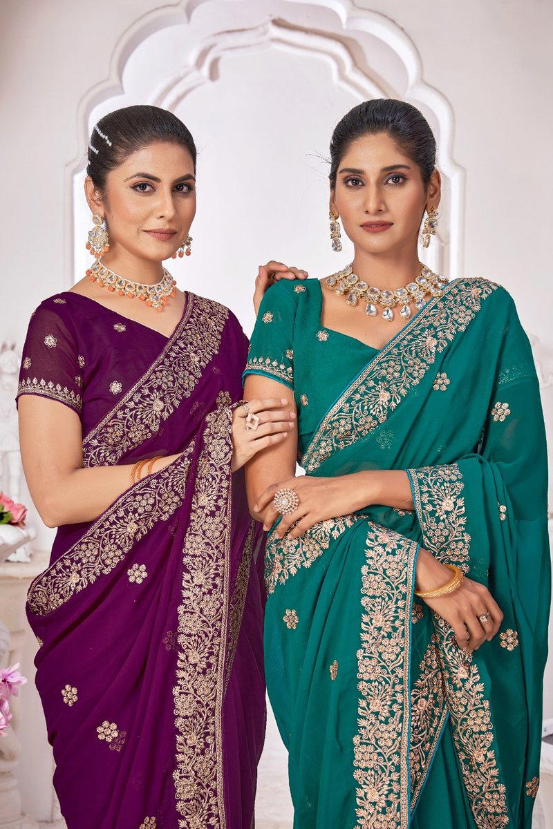 JAYSHREE 1999 COLOUR'S 1999A TO 1999D DESIGNER GEORGETTE SAREE WHOLESALER IN INDIA 1
