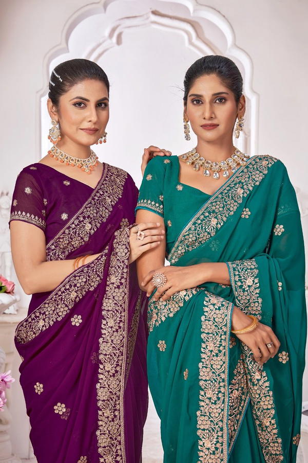 JAYSHREE 1999 COLOUR'S 1999A TO 1999D DESIGNER GEORGETTE SAREE WHOLESALER IN INDIA