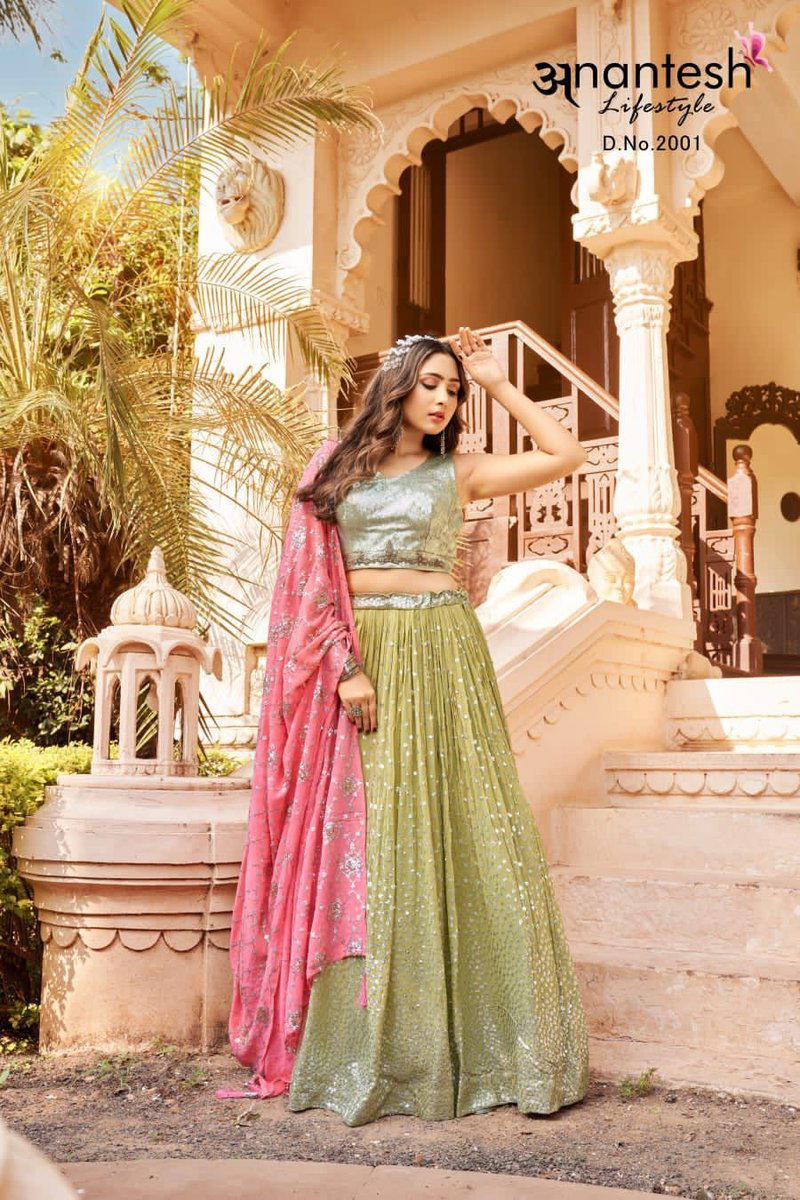 CROP TOP VOL-1 BY ANANTESH LIFESTYLE GEORGETTE LEHENGA CHOLI WHOLESALER IN INDIA 1