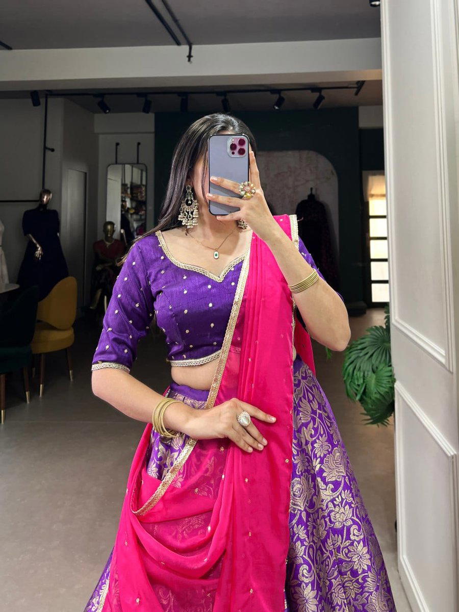 LNB 2032 PURPLE DESIGNER SILK LEHENGA CHOLI WHOLESALER IN INDIA 1