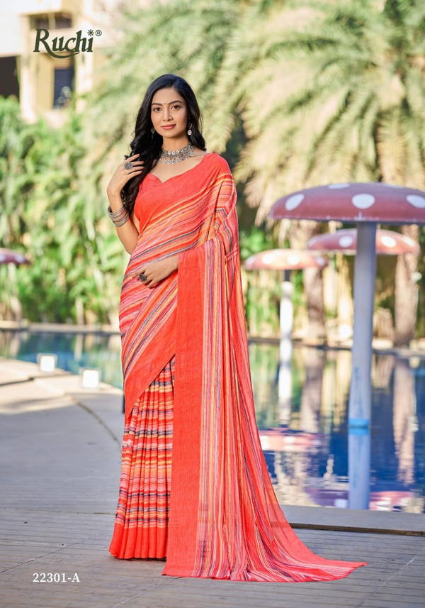 STAR CHIFFON 98TH EDITION BY RUCHI CHIFFON SAREE WHOLESALER IN INDIA