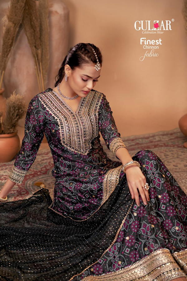 GULZAR BANDHREJ 2151 TO 2154 DESIGNER CHINON SALWAR SUIT WHOLESALER IN INDIA