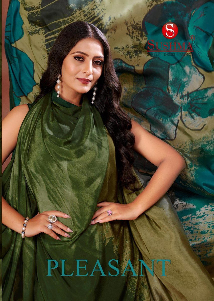 SUSHMA PLEASANT 11001A TO 11006 DESIGNER PRINTED CREPE SAREE WHOLESALER IN INDIA 1
