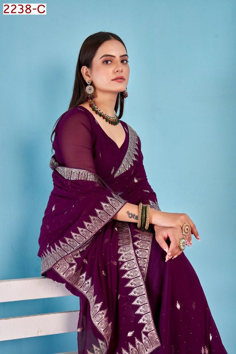 JAYSHREE 2238 COLOUR’S 2238A TO 2238D DESIGNER GEORGETTE SAREE WHOLESALER IN INDIA 1