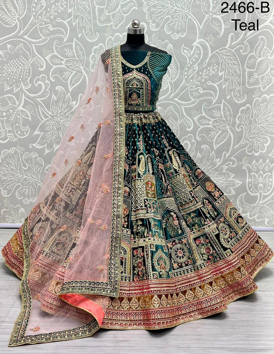 D.NO. 2466A TO 2466D BY ANJANI ART EMBROIDERY LEHENGA CHOLI WHOLESALER IN INDIA 1