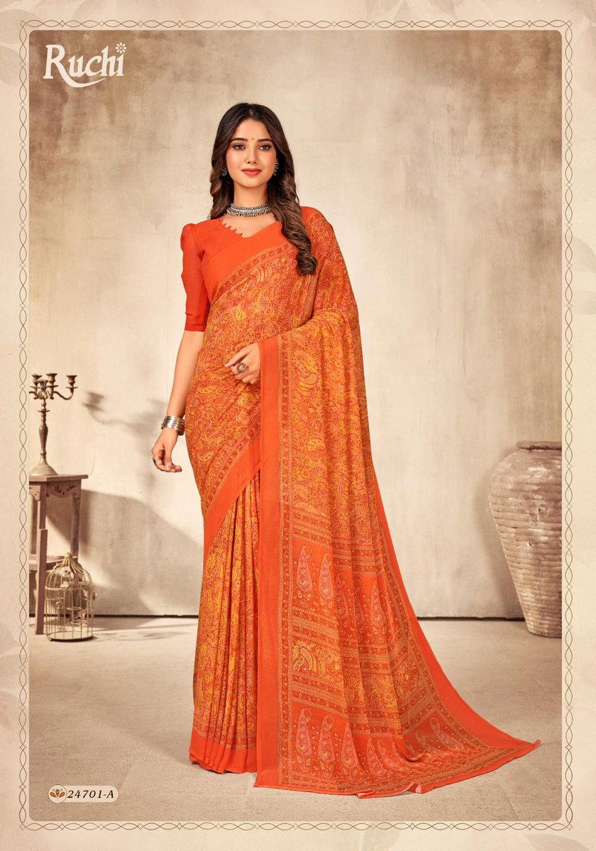 SERIES- 24701A TO 24701D BY RUCHI GEORGETTE SAREE WHOLESALER IN INDIA 1